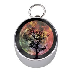 Full Moon Silhouette Tree Night Mini Silver Compasses by Wegoenart