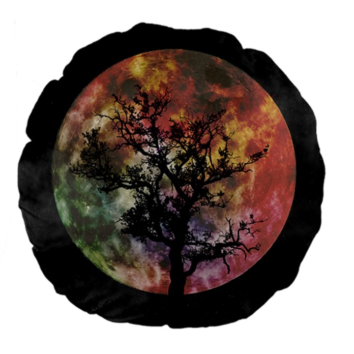 Full Moon Silhouette Tree Night Large 18  Premium Flano Round Cushions