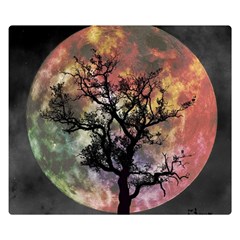 Full Moon Silhouette Tree Night Double Sided Flano Blanket (small)  by Wegoenart