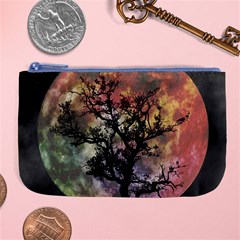 Full Moon Silhouette Tree Night Large Coin Purse by Wegoenart