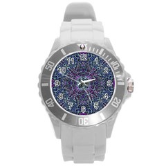 Pattern Fire Purple Repeating Round Plastic Sport Watch (l)