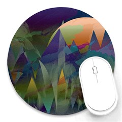 Mountains Abstract Mountain Range Round Mousepads by Wegoenart