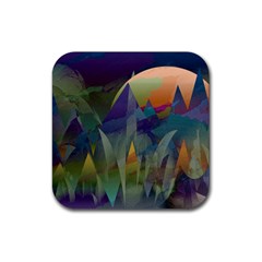 Mountains Abstract Mountain Range Rubber Coaster (square)  by Wegoenart