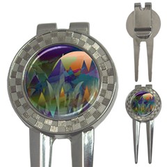 Mountains Abstract Mountain Range 3-in-1 Golf Divots by Wegoenart