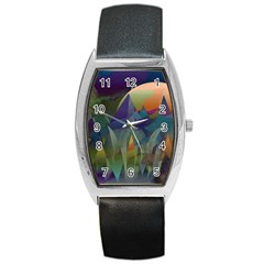 Mountains Abstract Mountain Range Barrel Style Metal Watch by Wegoenart