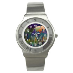 Mountains Abstract Mountain Range Stainless Steel Watch by Wegoenart