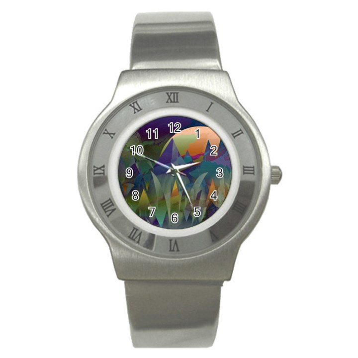 Mountains Abstract Mountain Range Stainless Steel Watch