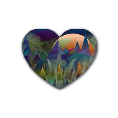 Mountains Abstract Mountain Range Heart Coaster (4 Pack) 