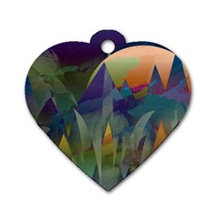 Mountains Abstract Mountain Range Dog Tag Heart (one Side) by Wegoenart