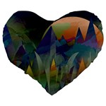 Mountains Abstract Mountain Range Large 19  Premium Heart Shape Cushions Back