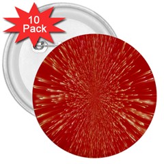 Rays Pattern Center Abstract Red White 3  Buttons (10 Pack)  by Wegoenart