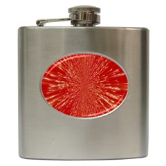 Rays Pattern Center Abstract Red White Hip Flask (6 Oz) by Wegoenart