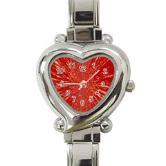 Rays Pattern Center Abstract Red White Heart Italian Charm Watch