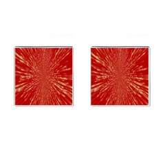 Rays Pattern Center Abstract Red White Cufflinks (square) by Wegoenart