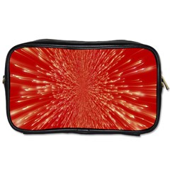 Rays Pattern Center Abstract Red White Toiletries Bag (two Sides) by Wegoenart