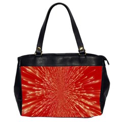 Rays Pattern Center Abstract Red White Oversize Office Handbag (2 Sides) by Wegoenart