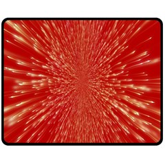 Rays Pattern Center Abstract Red White Fleece Blanket (medium)  by Wegoenart