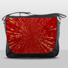 Rays Pattern Center Abstract Red White Messenger Bag by Wegoenart