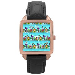 Seamless Repeating Tiling Tileable Rose Gold Leather Watch  by Wegoenart