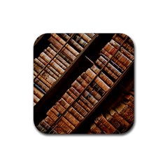 Books Bookshelf Classic Collection Rubber Coaster (square)  by Wegoenart