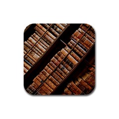 Books Bookshelf Classic Collection Rubber Square Coaster (4 Pack)  by Wegoenart