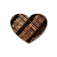 Books Bookshelf Classic Collection Rubber Coaster (heart)  by Wegoenart