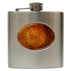 Orange Warm Hues Fractal Chaos Hip Flask (6 Oz) by Wegoenart