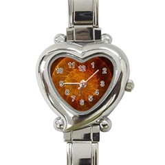 Orange Warm Hues Fractal Chaos Heart Italian Charm Watch