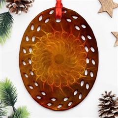 Orange Warm Hues Fractal Chaos Oval Filigree Ornament (two Sides)