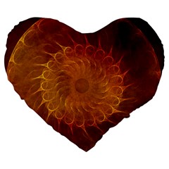 Orange Warm Hues Fractal Chaos Large 19  Premium Heart Shape Cushions by Wegoenart