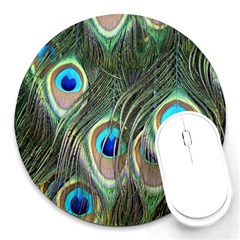 Peacock Feathers Peacock Bird Round Mousepads