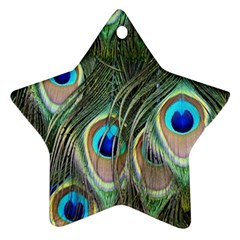 Peacock Feathers Peacock Bird Ornament (star) by Wegoenart