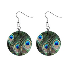 Peacock Feathers Peacock Bird Mini Button Earrings