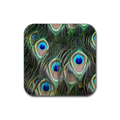 Peacock Feathers Peacock Bird Rubber Coaster (Square) 