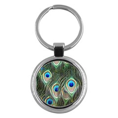 Peacock Feathers Peacock Bird Key Chain (round) by Wegoenart