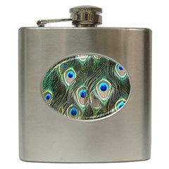 Peacock Feathers Peacock Bird Hip Flask (6 Oz) by Wegoenart