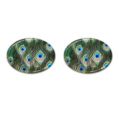 Peacock Feathers Peacock Bird Cufflinks (Oval)