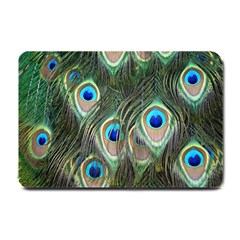 Peacock Feathers Peacock Bird Small Doormat  by Wegoenart