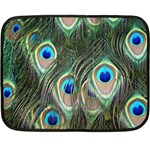 Peacock Feathers Peacock Bird Double Sided Fleece Blanket (Mini)  35 x27  Blanket Front