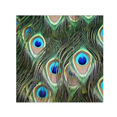 Peacock Feathers Peacock Bird Small Satin Scarf (square) by Wegoenart