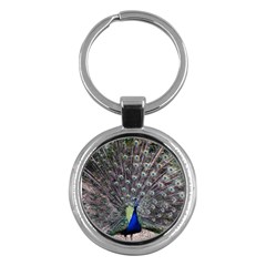 Peacock Bird Feather Plumage Green Key Chain (round) by Wegoenart