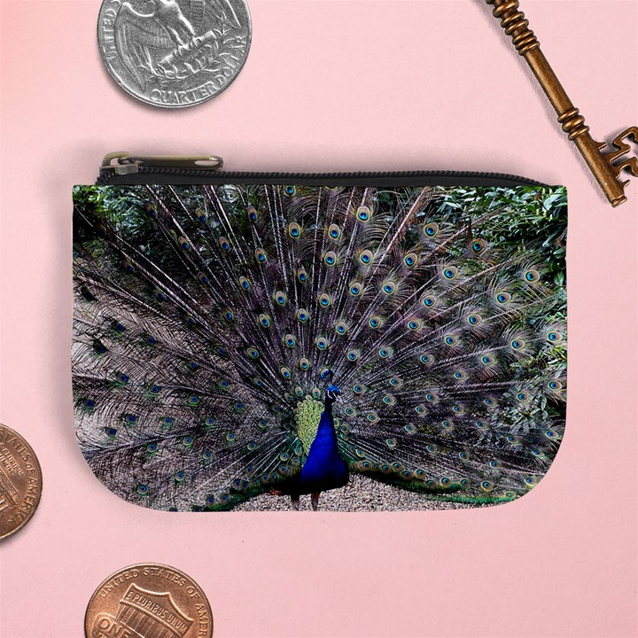 Peacock Bird Feather Plumage Green Mini Coin Purse