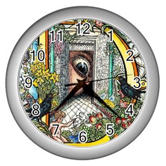 Initially Yours - The Illustrated Alphabet  d  - By Larenard Studios Wall Clock (silver)