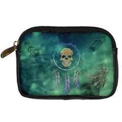 Dreamcatcher With Skull Digital Camera Leather Case by FantasyWorld7