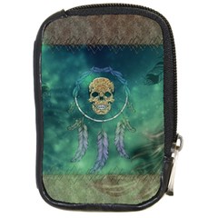 Dreamcatcher With Skull Compact Camera Leather Case by FantasyWorld7