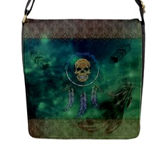 Dreamcatcher With Skull Flap Closure Messenger Bag (l) by FantasyWorld7