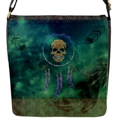 Dreamcatcher With Skull Flap Closure Messenger Bag (s) by FantasyWorld7