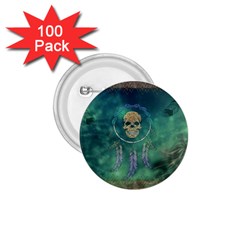 Dreamcatcher With Skull 1 75  Buttons (100 Pack)  by FantasyWorld7