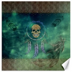 Dreamcatcher With Skull Canvas 16  X 16  by FantasyWorld7