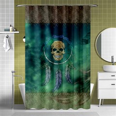 Dreamcatcher With Skull Shower Curtain 48  X 72  (small)  by FantasyWorld7